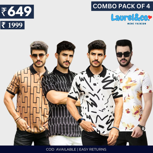 Combo Pack Of 4|Men's Style & Comfort Premium T-Shirts | Half Sleeves