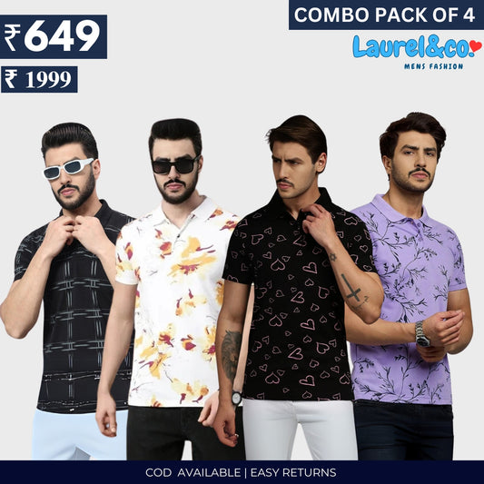 Combo Pack Of 4|Men's Style & Comfort Premium T-Shirts | Half Sleeves