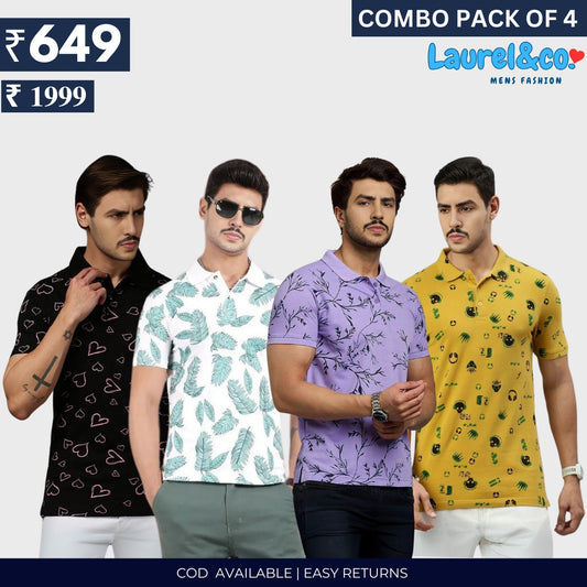 Combo Pack Of 4|Men's Style & Comfort Premium T-Shirts | Half Sleeves