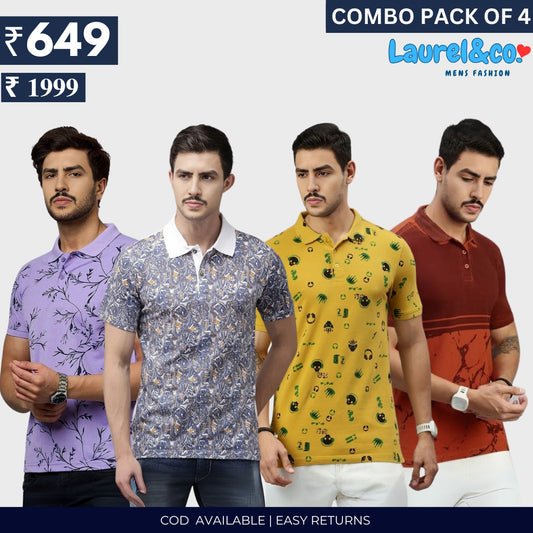 Combo Pack Of 4|Men's Style & Comfort Premium T-Shirts | Half Sleeves