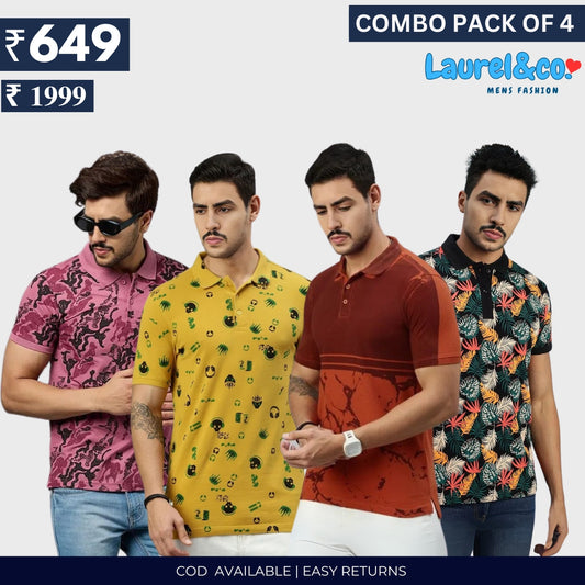 Combo Pack Of 4|Men's Style & Comfort Premium T-Shirts | Half Sleeves