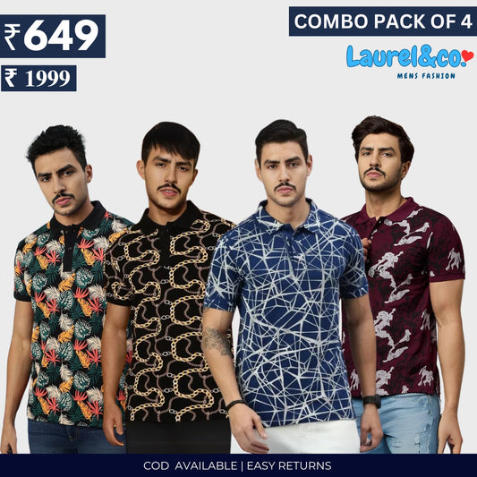Combo Pack Of 4|Men's Style & Comfort Premium T-Shirts | Half Sleeves