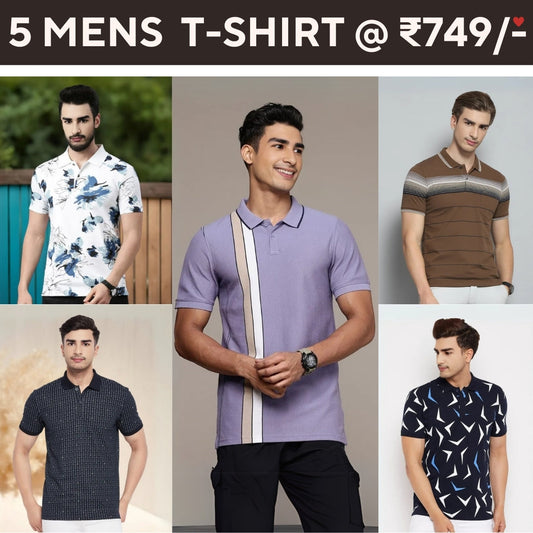 Style with a 5-Pack of Premium Half-Sleeve T-Shirts for Men