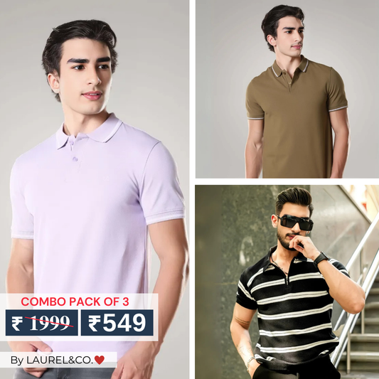 Men's Polo T-Shirts : Stylish & Comfortable | Combo Pack Of 3