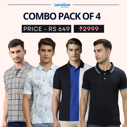 Combo Pack Of 4 | Men's Style & Comfort Premium T-Shirts | Half Sleeves