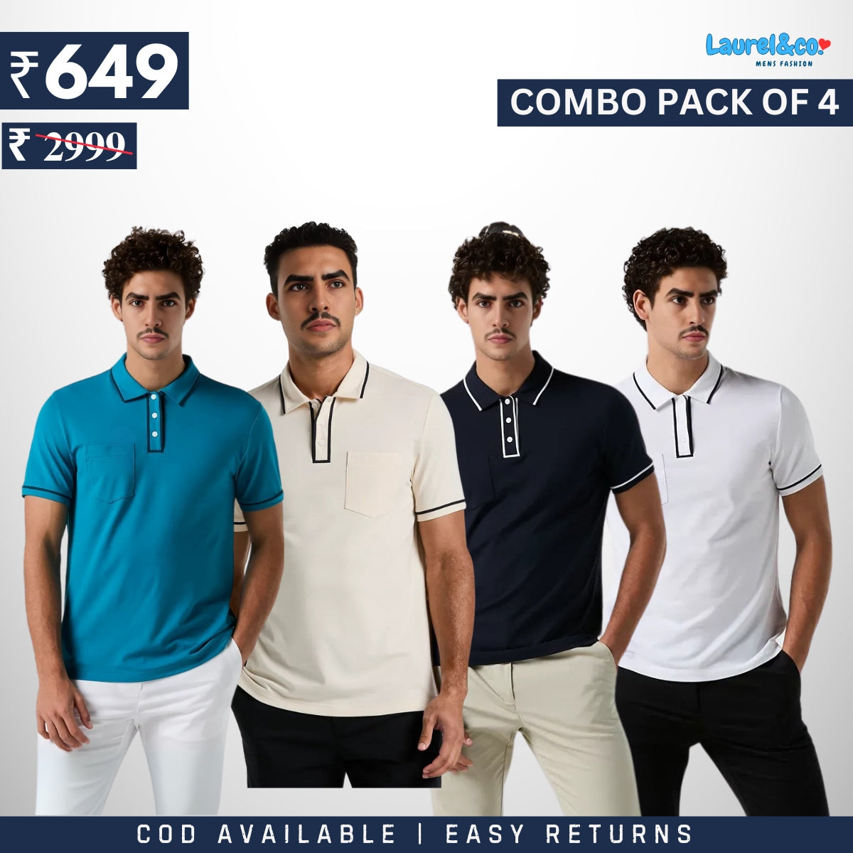 Combo Pack Of 4 | Men's Style & Comfort Premium T-Shirts | Half  Sleeves |