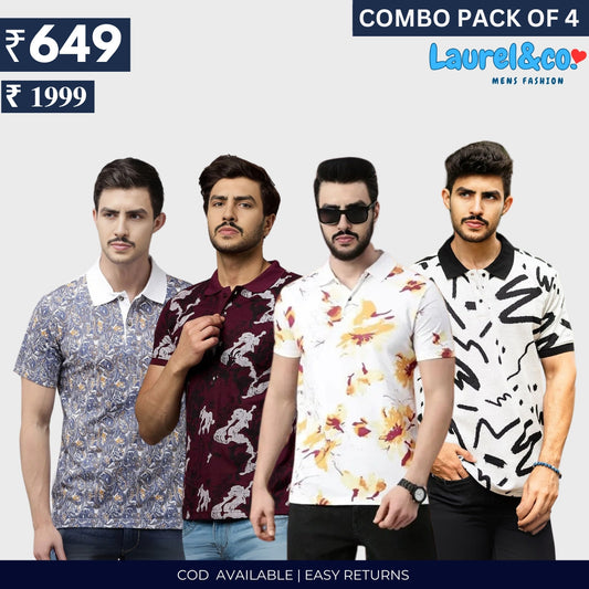 Combo Pack Of 4|Men's Style & Comfort Premium T-Shirts | Half Sleeves