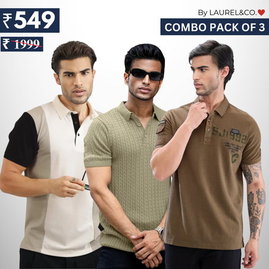 Men's Polo T-Shirts | Stylish & Comfortable | Combo Pack Of 3