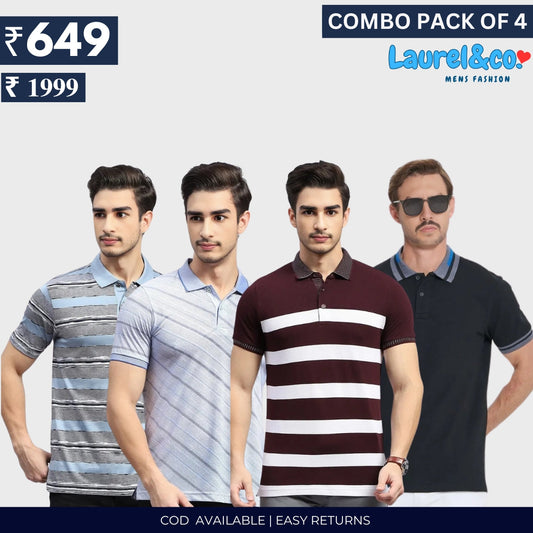 Combo Pack Of 4|Men's Style & Comfort Premium T-Shirts | Half Sleeves