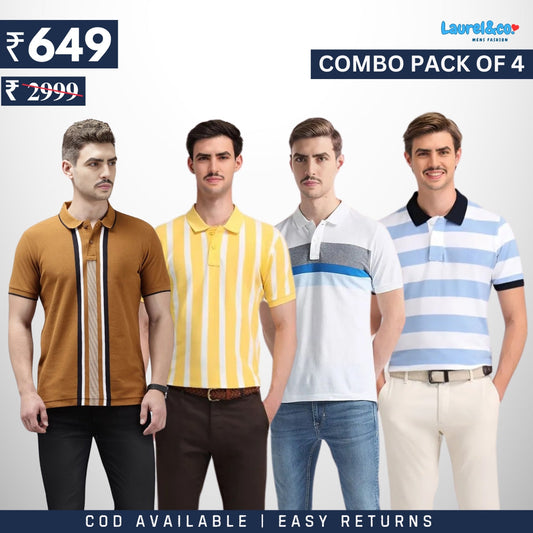 Combo Pack Of 4 | Men's Style & Comfort Premium T-Shirts | Half  Sleeves |