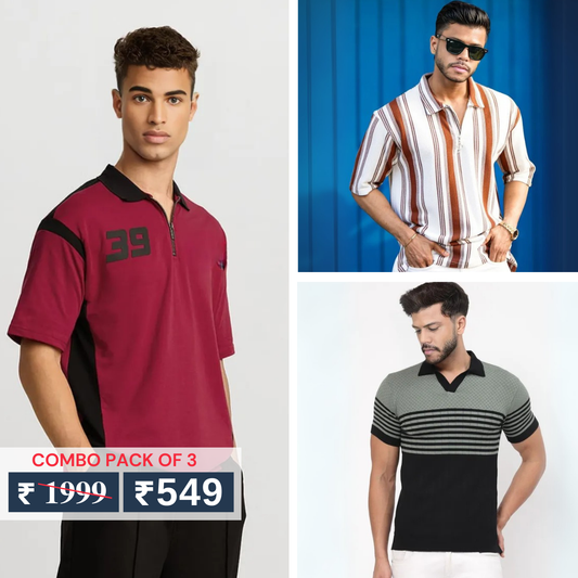 Men's Polo T-Shirts : Stylish & Comfortable | Combo Pack Of 3
