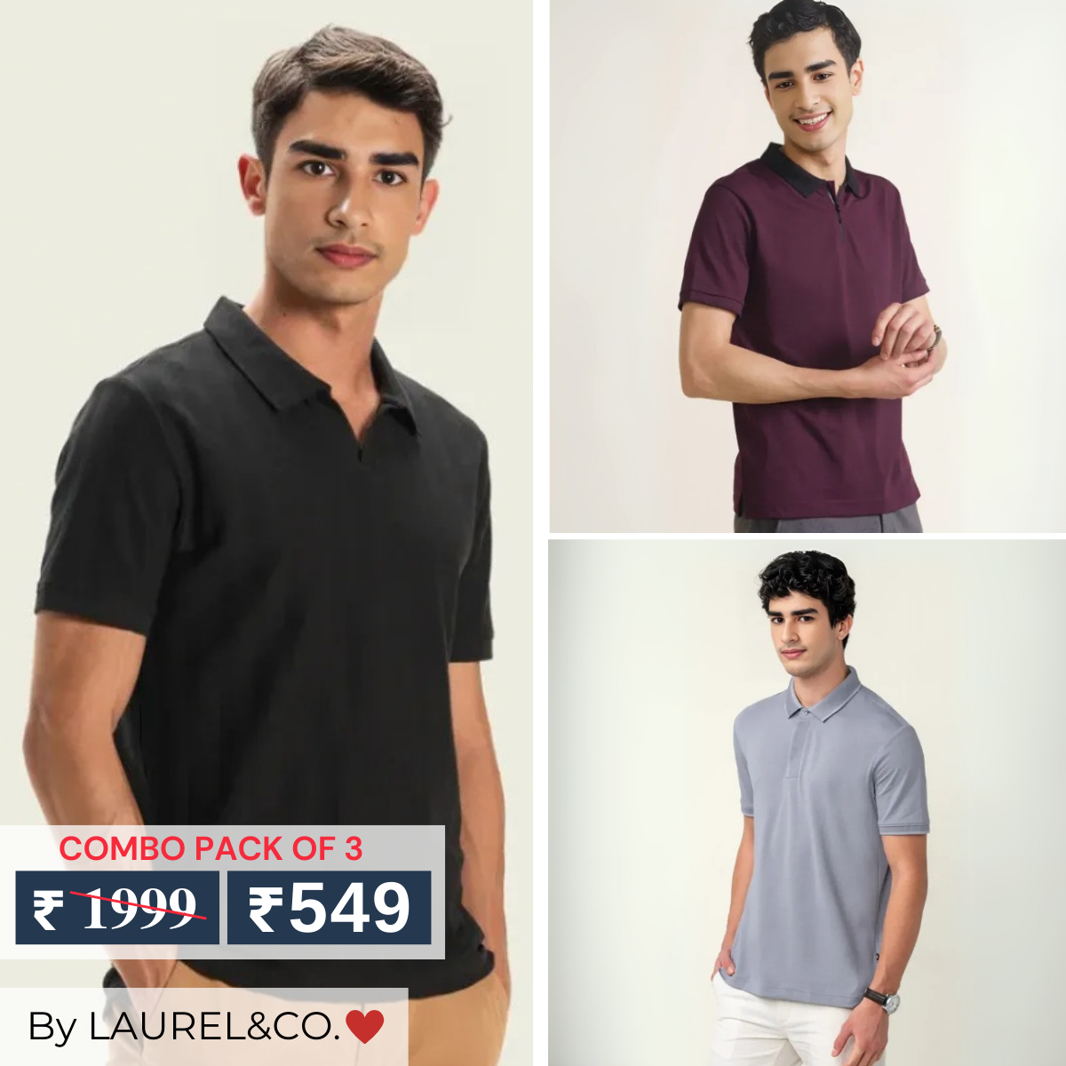 Men's Polo T-Shirts : Stylish & Comfortable | Combo Pack Of 3