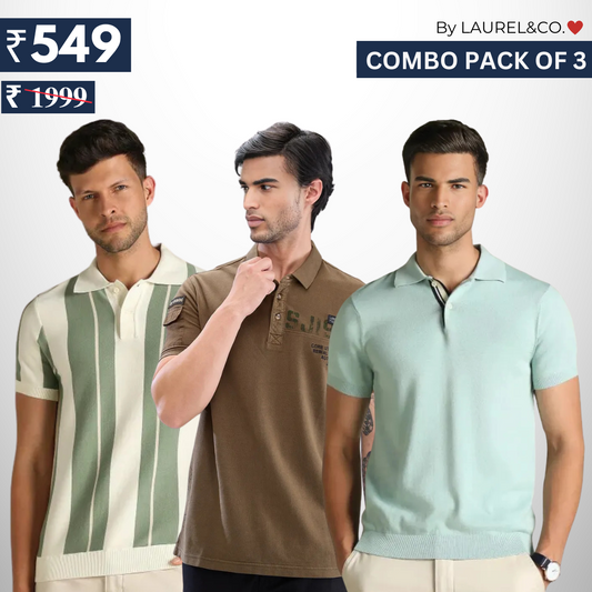 Men's Polo T-Shirts | Stylish & Comfortable | Combo Pack Of 3