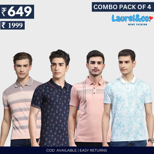Combo Pack Of 4|Men's Style & Comfort Premium T-Shirts | Half Sleeves