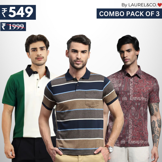 Men's Polo T-Shirts : Stylish & Comfortable V| Combo Pack Of 3