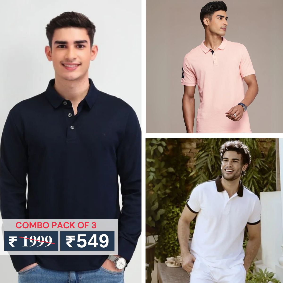 Men's Polo T-Shirts : Stylish & Comfortable | Combo Pack Of 3