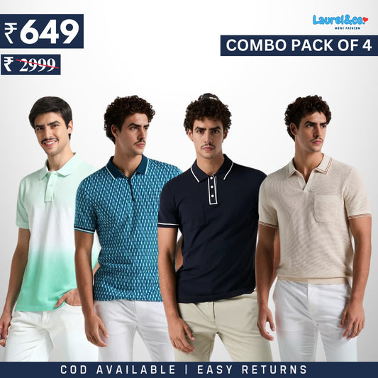 Combo Pack Of 4 | Men's Style & Comfort Premium T-Shirts | Half  Sleeves |