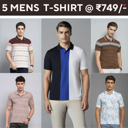 Style with a 5-Pack of Premium Half-Sleeve T-Shirts for Men
