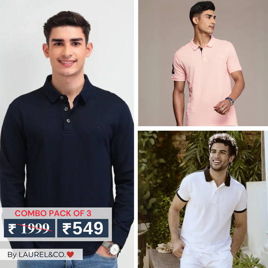 Men's Polo T-Shirts : Stylish & Comfortable | Combo Pack Of 3