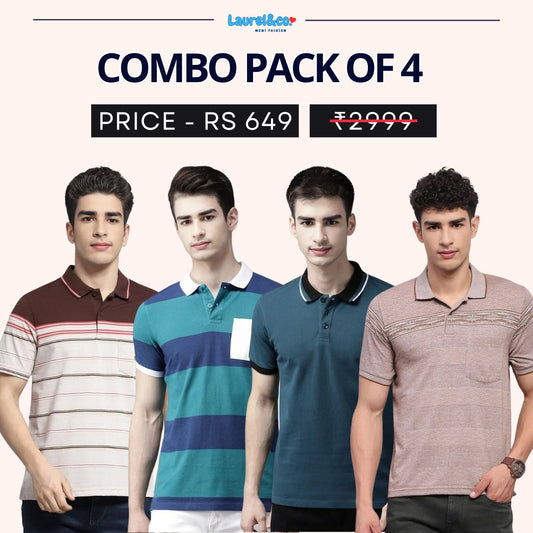 Combo Pack Of 4 | Men's Style & Comfort Premium T-Shirts | Half Sleeves