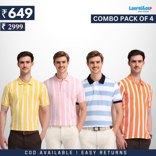 Combo Pack Of 4 | Men's Style & Comfort Premium T-Shirts | Half  Sleeves |