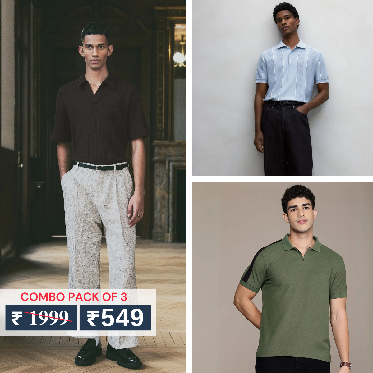 Men's Polo T-Shirts : Stylish & Comfortable | Combo Pack Of 3