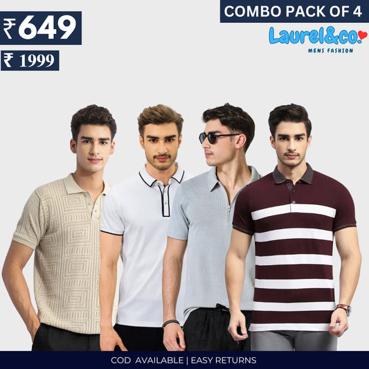 Combo Pack Of 4|Men's Style & Comfort Premium T-Shirts | Half Sleeves
