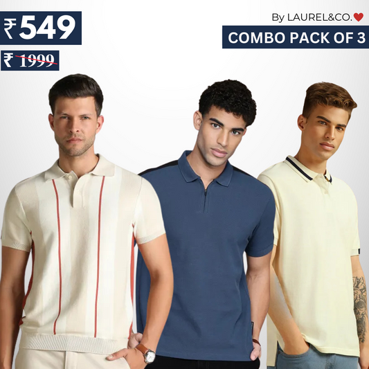 Men's Polo T-Shirts | Stylish & Comfortable | Combo Pack Of 3