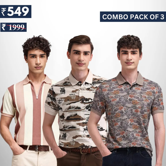 Men's Polo T-Shirts : Stylish & Comfortable | Combo Pack Of 3