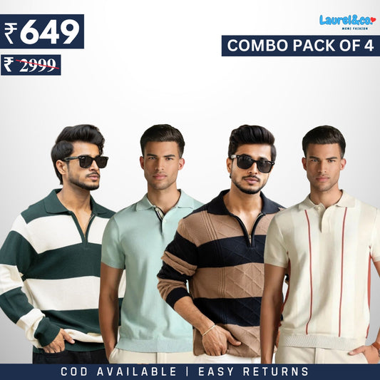 Men's Style & Comfort Premium T-Shirts | Full Sleeves | Combo Pack Of 4
