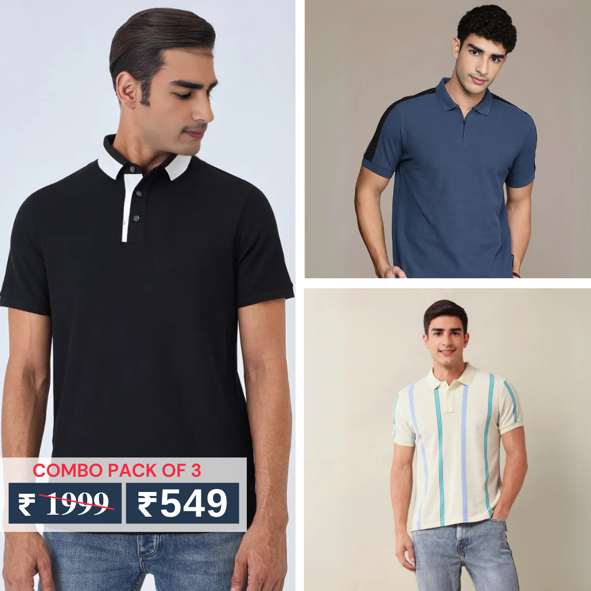 Men's Polo T-Shirts : Stylish & Comfortable | Combo Pack Of 3