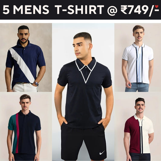 Style with a 5-Pack of Premium Half -Sleeve T-Shirts for Men
