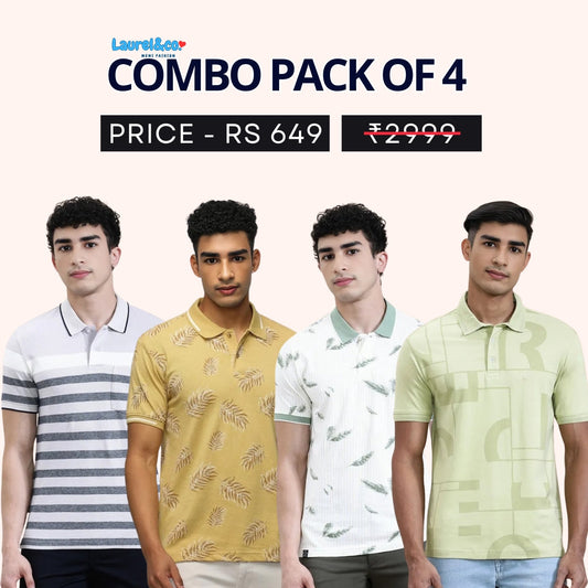 Combo Pack Of 4|Men's Style & Comfort Premium T-Shirts | Half Sleeves