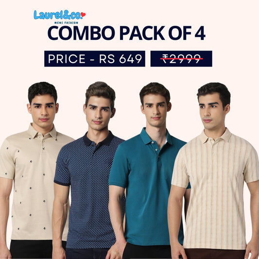 Combo Pack Of 4|Men's Style & Comfort Premium T-Shirts | Half Sleeves