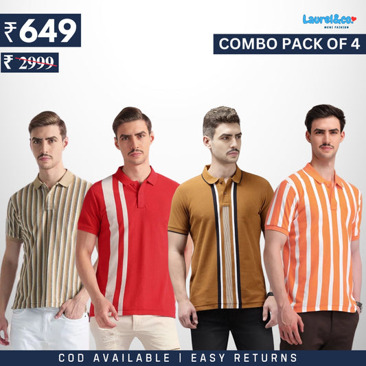 Combo Pack Of 4 | Men's Style & Comfort Premium T-Shirts | Half  Sleeves |