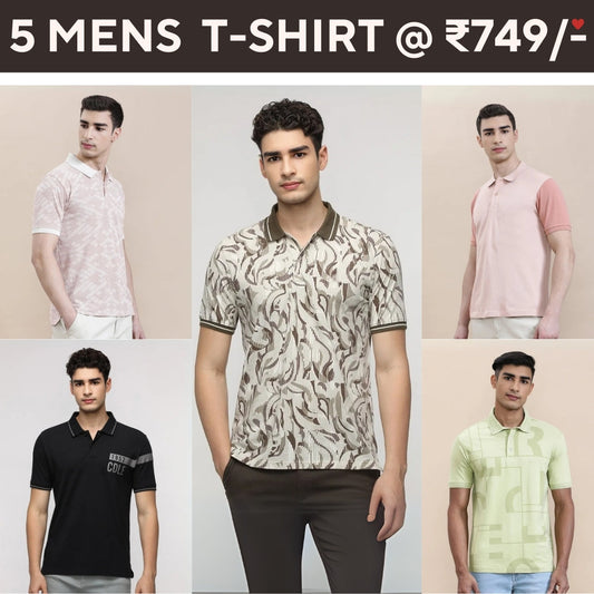 Style with a 5-Pack of Premium Half -Sleeve T-Shirts for Men