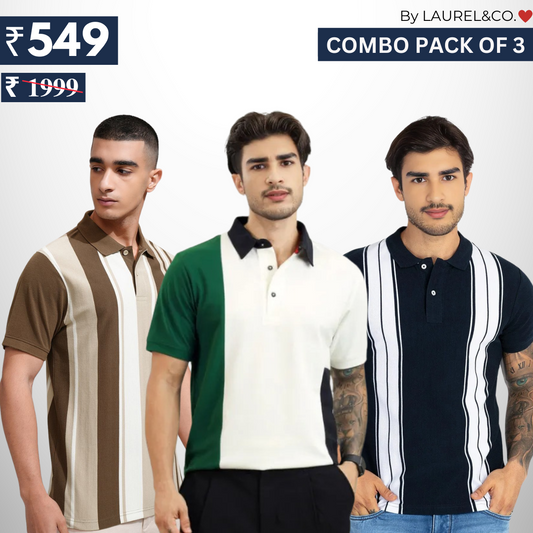 Men's Polo T-Shirts : Stylish & Comfortable V | Combo Pack Of 3