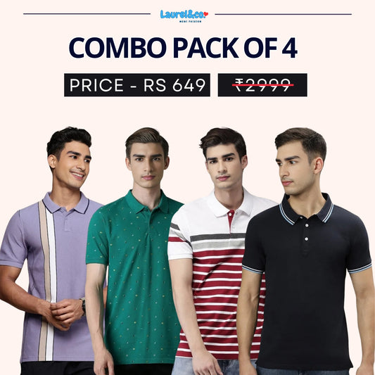 Combo Pack Of 4 | Men's Style & Comfort Premium T-Shirts | Half Sleeves