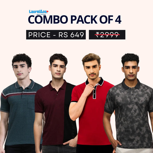 Combo Pack Of 4|Men's Style & Comfort Premium T-Shirts | Half Sleeves