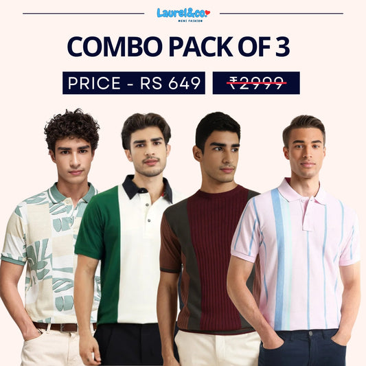 Men's Style & Comfort Premium T-Shirts V | Half Sleeves | Combo Pack Of 4