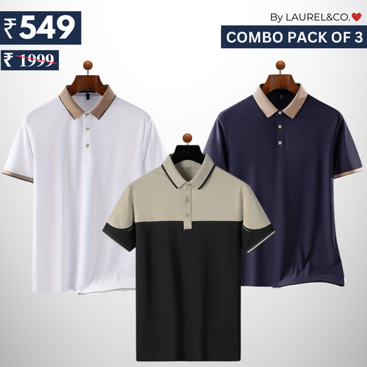 Men's Polo T-Shirts | Stylish & Comfortable | Combo Pack Of 3