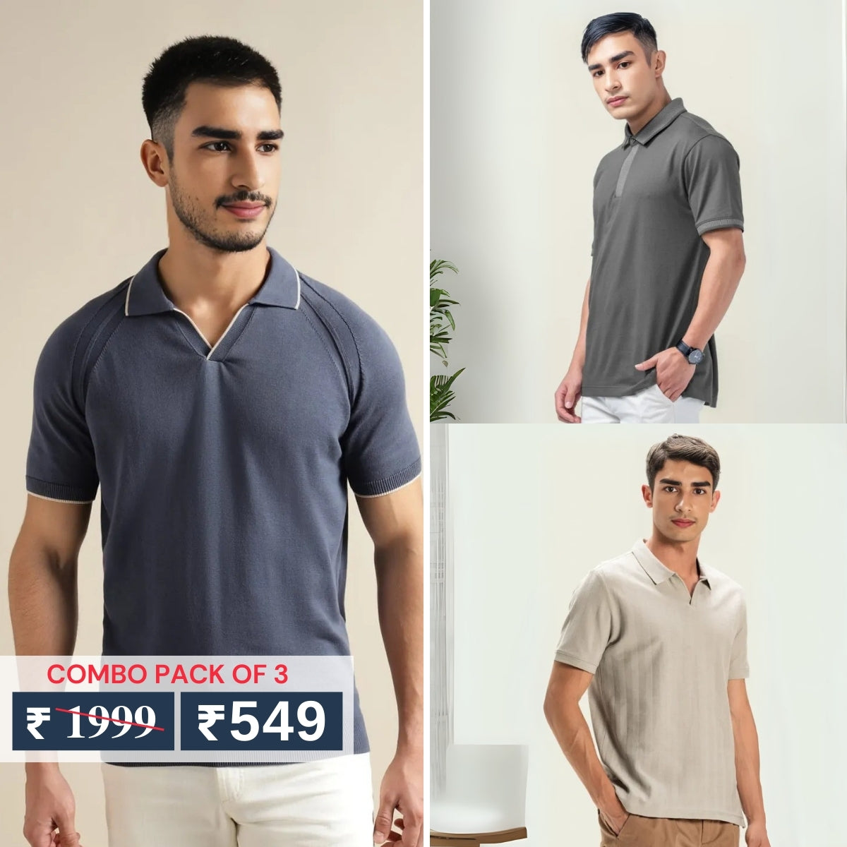 Men's Polo T-Shirts : Stylish & Comfortable | Combo Pack Of 3