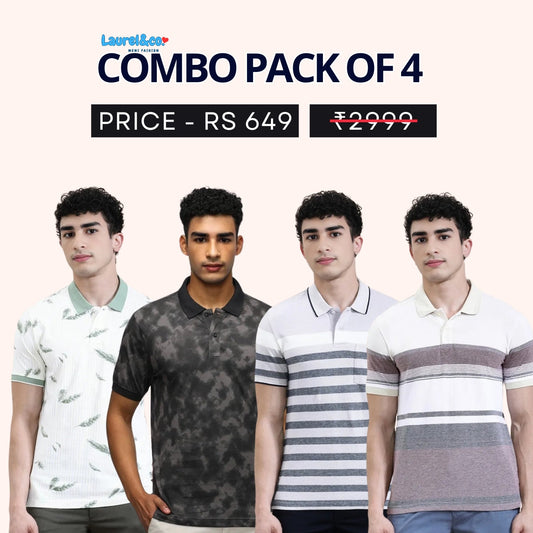 Combo Pack Of 4|Men's Style & Comfort Premium T-Shirts | Half Sleeves