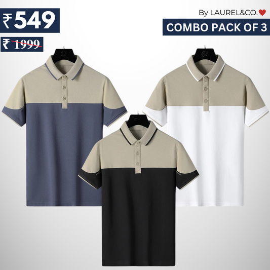 Men's Polo T-Shirts | Stylish & Comfortable | Combo Pack Of 3