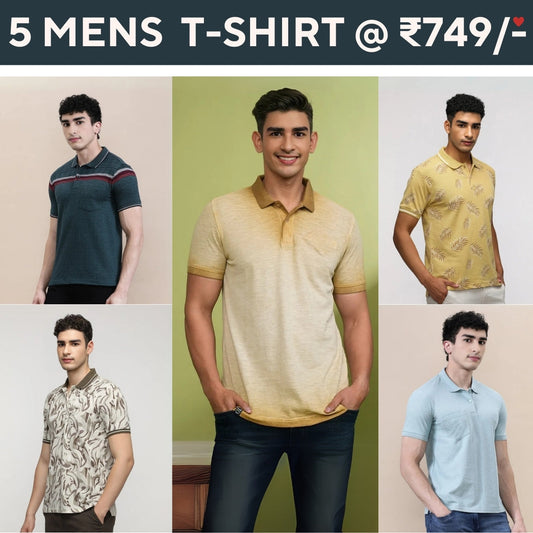 Style with a 5-Pack of Premium Half -Sleeve T-Shirts for Men