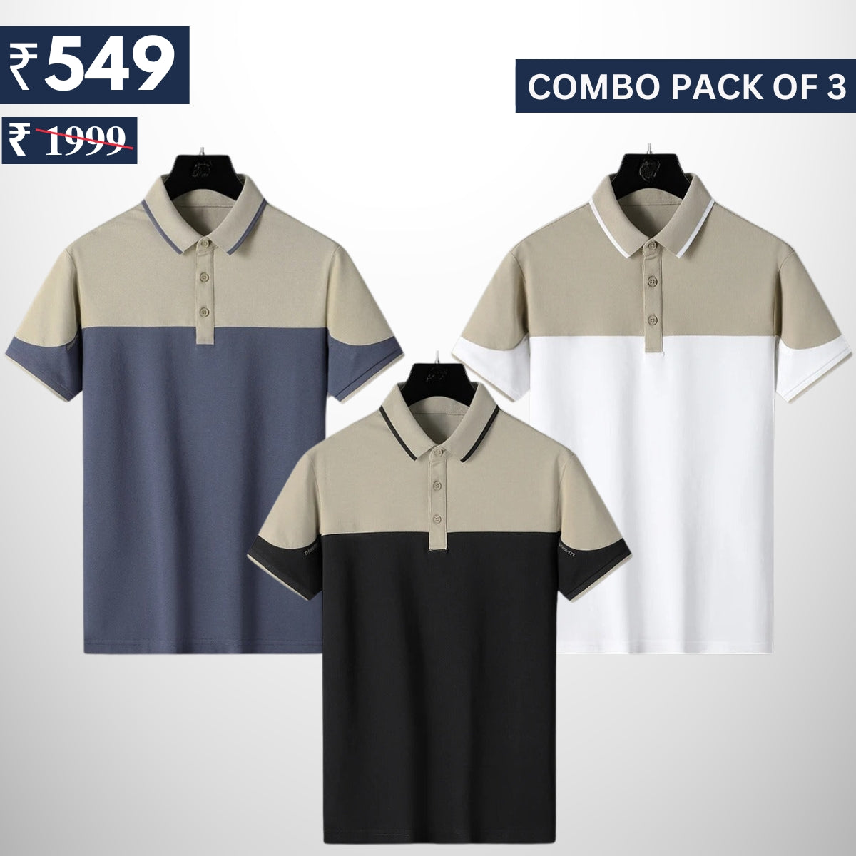 Men's Polo T-Shirts | Stylish & Comfortable | Combo Pack Of 3