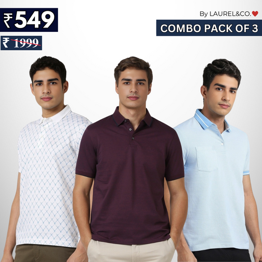 Combo Pack Of 3 | Men's Polo T-Shirts | Stylish & Comfortable