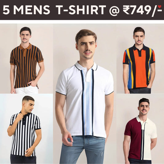 Style with a 5-Pack of Premium Half -Sleeve T-Shirts for Men