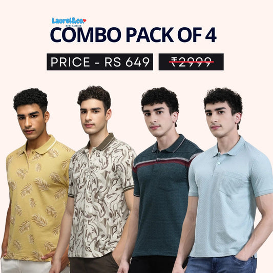 Combo Pack Of 4|Men's Style & Comfort Premium T-Shirts | Half Sleeves